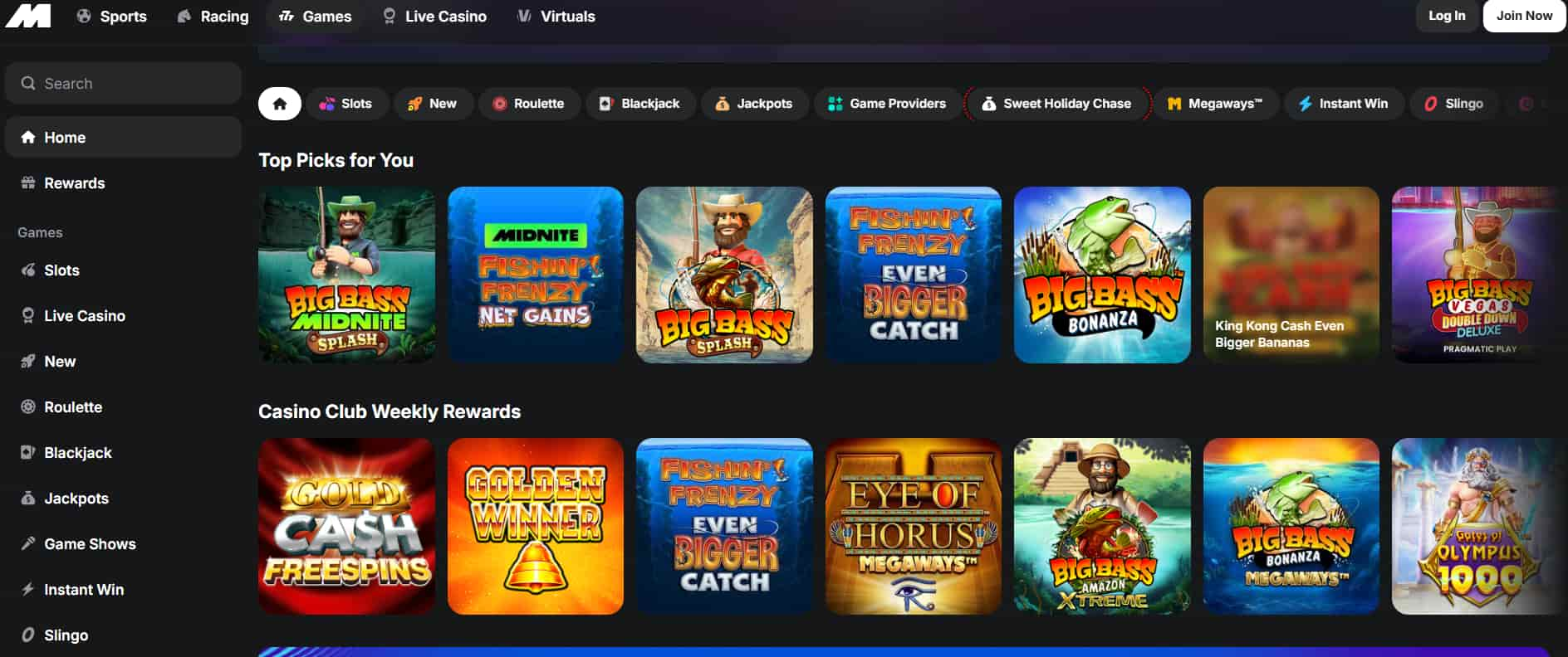 Online casino game lobby showing popular slot titles available on non-GamStop platforms